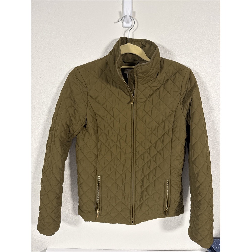 J.CREW Women's‎ Jacket: Quilted Stand Up Collar Olive Green XS D2